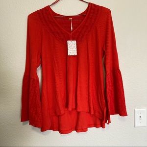 Red Bell Sleeve Top